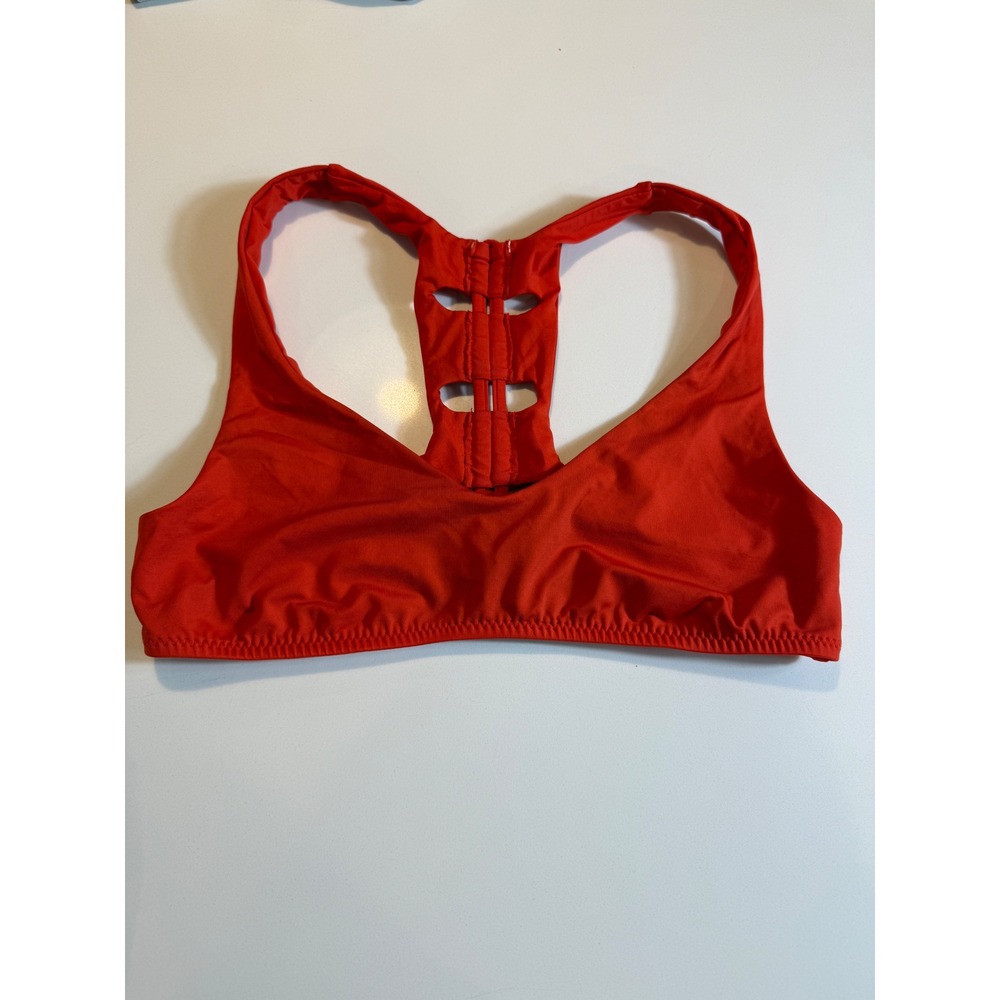 BECCA by Rebecca Virtue Red Racerback Cut Out Sports Bikini Top Size M